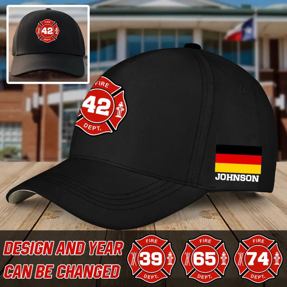 Personalized German Firefighter Flag Black Cap VQ231770