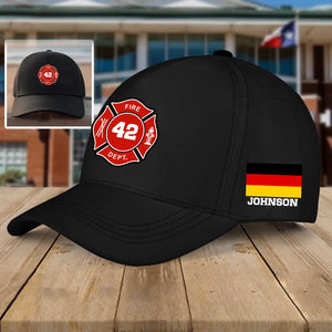Personalized German Firefighter Flag Black Cap VQ231770