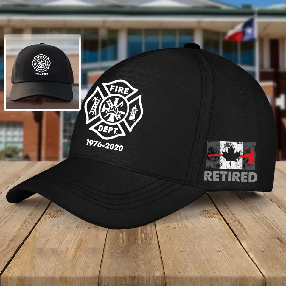 Personalized Retired Canadian Firefighter Flag Black Cap VQ2407