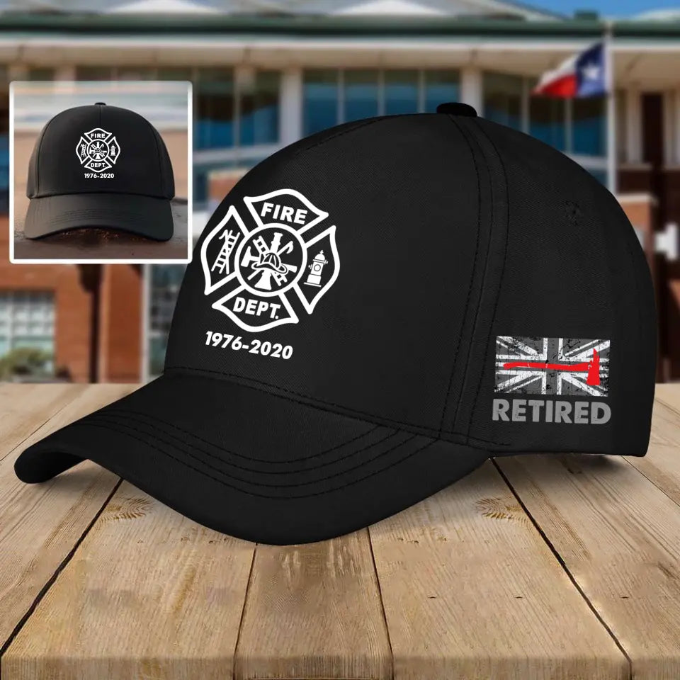 Personalized Retired UK Firefighter Flag Black Cap VQ2407