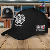 Personalized Retired UK Firefighter Flag Black Cap VQ2407