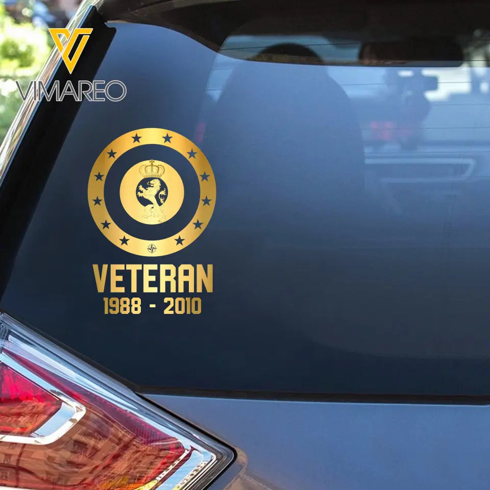 Personalized Belgium Military Veteran Retired Decal Printed QTVQ2404