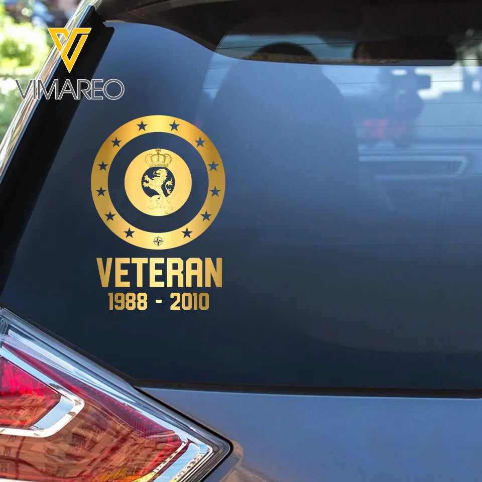 Personalized Belgium Military Veteran Retired Decal Printed QTVQ2404