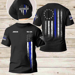 Personalized Thin Blue Line Law Enforcement Sheepdog Custom Your Year Tshirt 2D Printed 231772AHVA