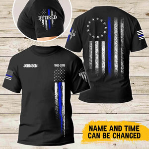 Personalized Thin Blue Line Law Enforcement Sheepdog Custom Your Year Tshirt 2D Printed 231772AHVA