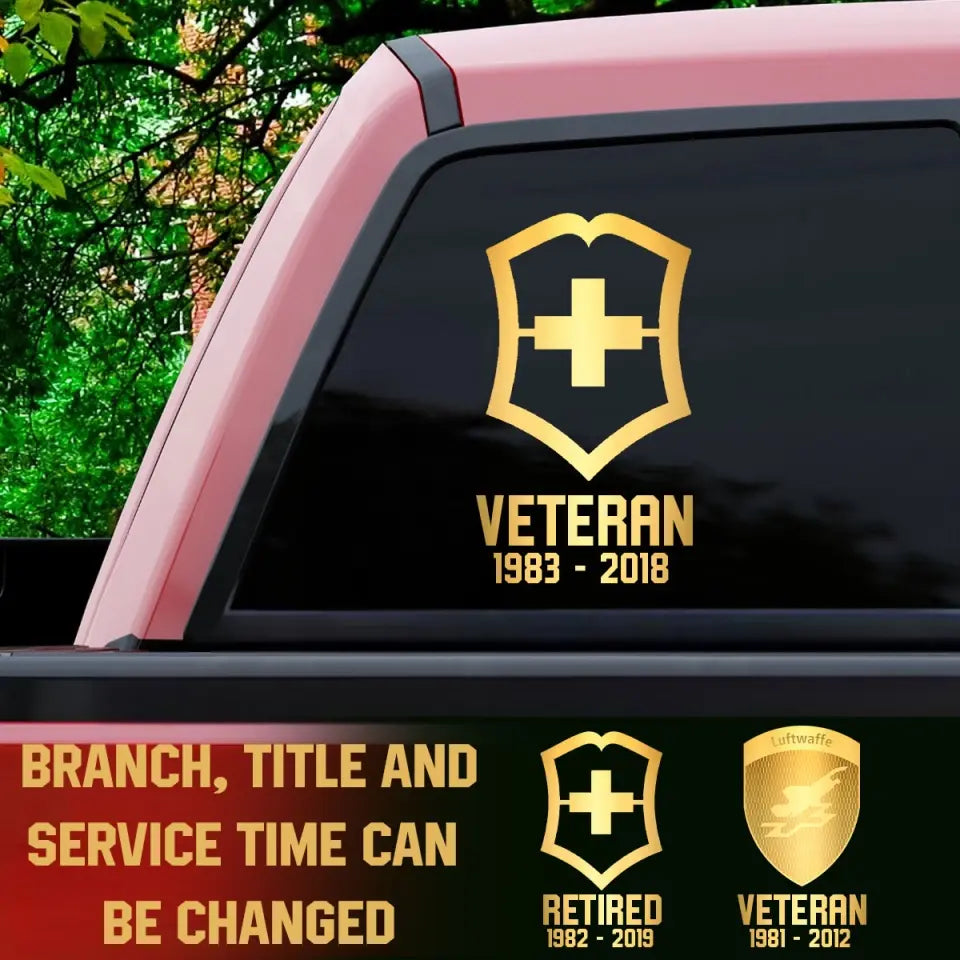 Personalized Swiss Military Veteran Retired Decal Printed QTVQ2404