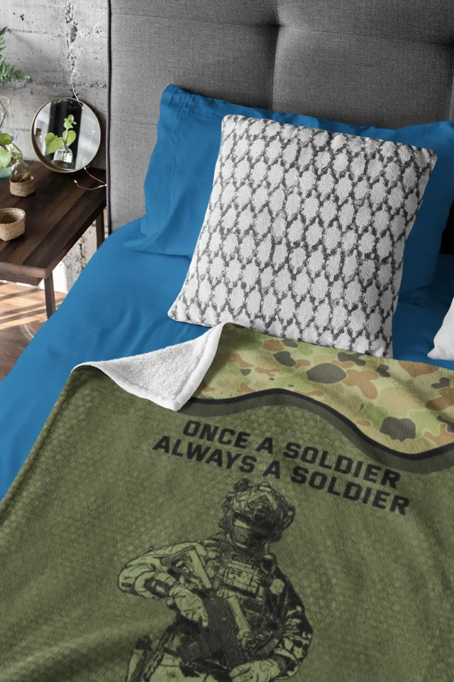Personalized Onece A Soldier Always A Soldier Australian Veteran Sherpa or Fleece Blanket Printed KVH2419