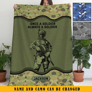 Personalized Onece A Soldier Always A Soldier Australian Veteran Sherpa or Fleece Blanket Printed KVH2419