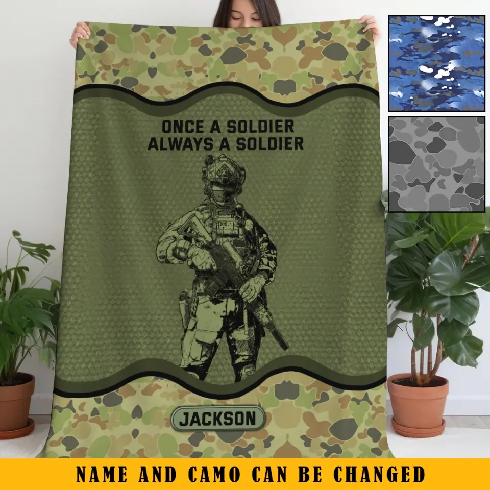 Personalized Onece A Soldier Always A Soldier Australian Veteran Sherpa or Fleece Blanket Printed KVH2419