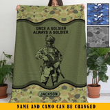 Personalized Onece A Soldier Always A Soldier Australian Veteran Sherpa or Fleece Blanket Printed KVH2419