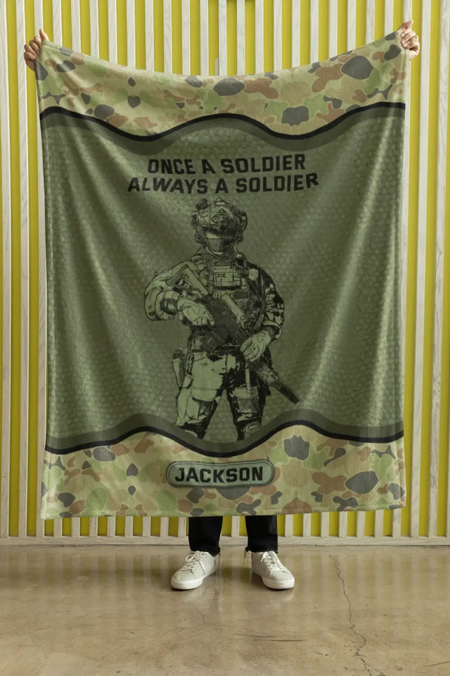 Personalized Onece A Soldier Always A Soldier Australian Veteran Sherpa or Fleece Blanket Printed KVH2419