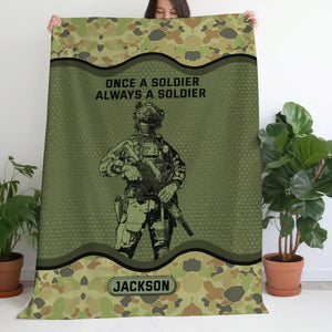 Personalized Onece A Soldier Always A Soldier Australian Veteran Sherpa or Fleece Blanket Printed KVH2419