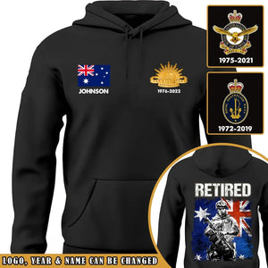 Personalized Australian Veteran Custom Name & Served Time Hoodie 2D Printed VQ2426