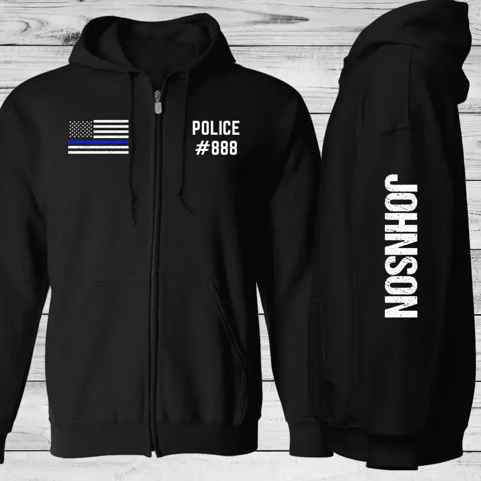 Personalized US Law Enforcement Retired Officer Zip Hoodie 2D Printed QTLVA2438