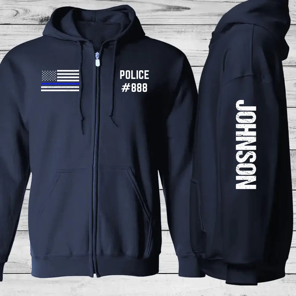 Personalized US Law Enforcement Retired Officer Zip Hoodie 2D Printed QTLVA2438