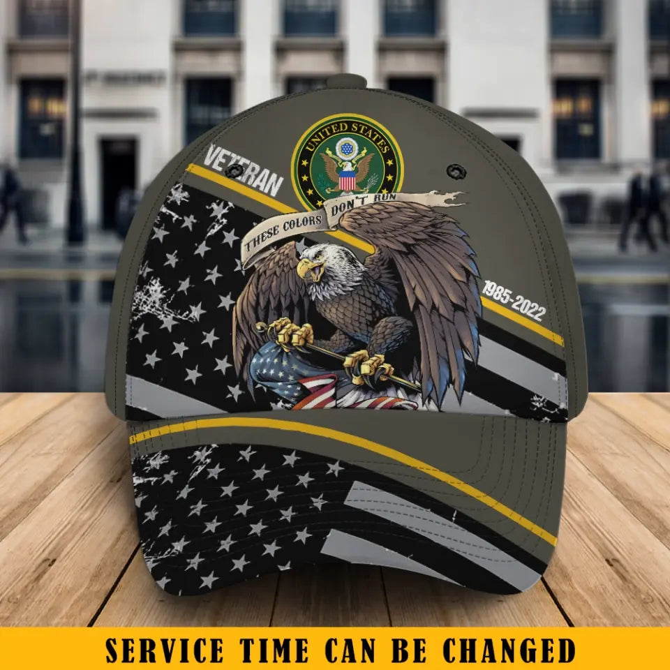 Personalized US Veteran These Colors Don't Run Cap 3D Printed HN2431