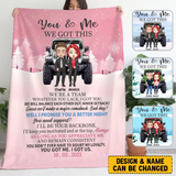 Personalized  Couple Jeep You & Me We Got This We're A Team Whatever You Lack I Got You Couple Gift Sherpa or Fleece Blanket Printed LVA2436