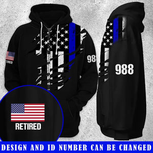 Personalized Flag Retired US Police Custom ID Zip Hoodie 2D Printed QTVQ2450