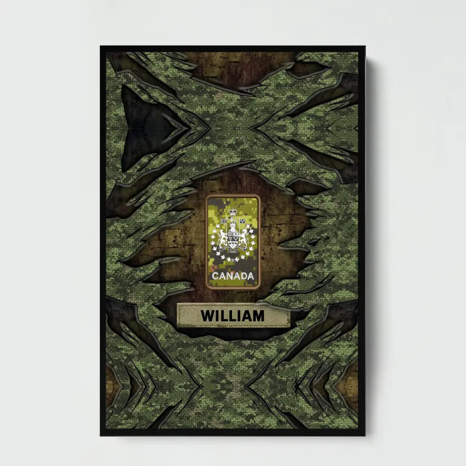 Personalized Canadian Veteran Rank Camo Poster Printed KVH2453