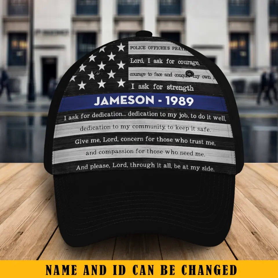 Personalized US Police Custom Name & ID Black Cap KVH2455