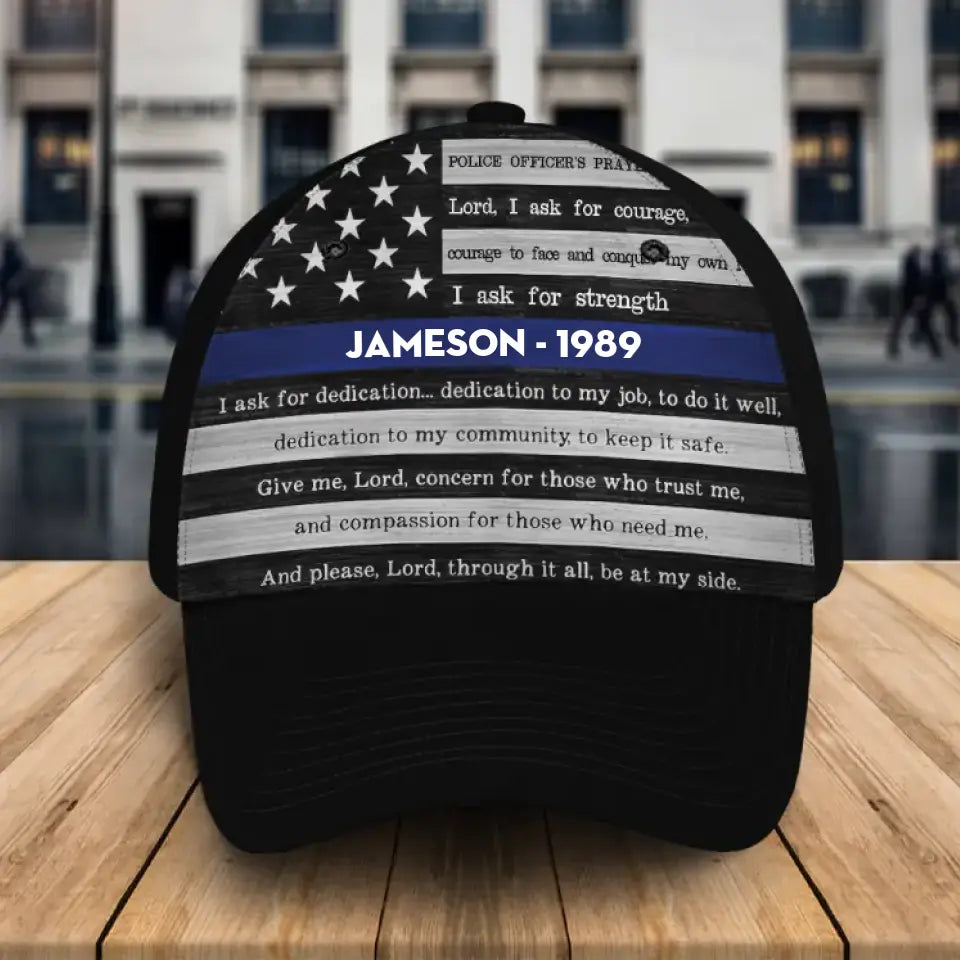 Personalized US Police Custom Name & ID Black Cap KVH2455