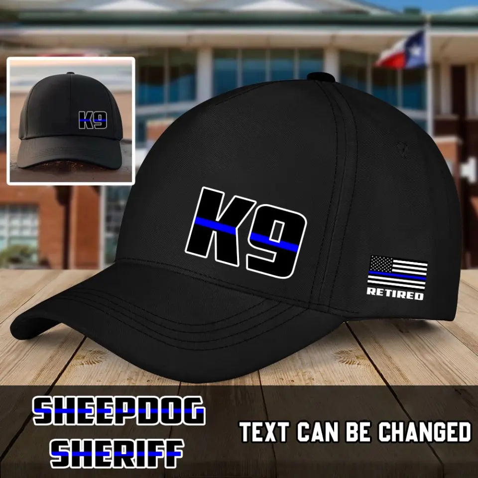 Personalized US Thin Blue Line Law Enforcement Black Cap QTHN2461