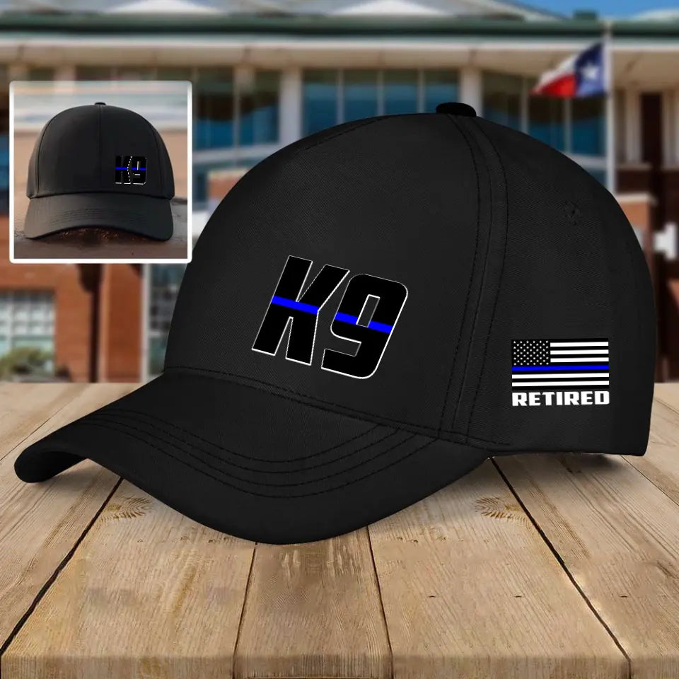 Personalized US Thin Blue Line Law Enforcement Black Cap QTHN2461