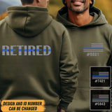 Personalized Retired US Police Blue Line Hoodie 2D Printed VQ2464
