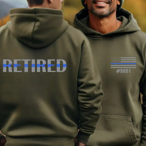 Personalized Retired US Police Blue Line Hoodie 2D Printed VQ2464