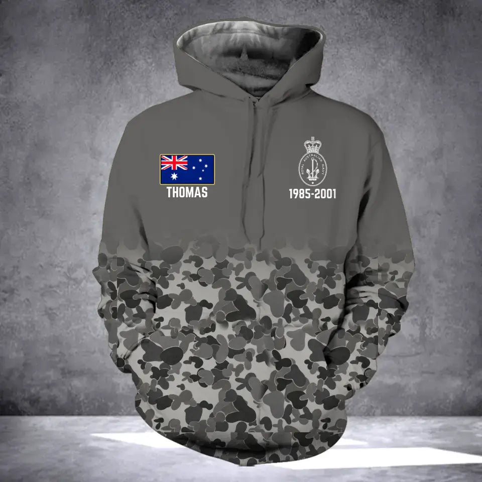 Personalized Australian Military Camo Retired Veteran 3D Hoodie Printed  QTLVA2465