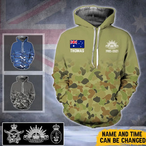 Personalized Australian Military Camo Retired Veteran 3D Hoodie Printed  QTLVA2465