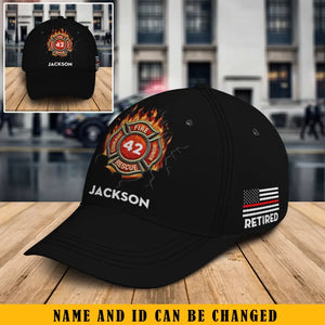 Personalized US Retired Firefighter Flag Black Cap Printed QTKH2480