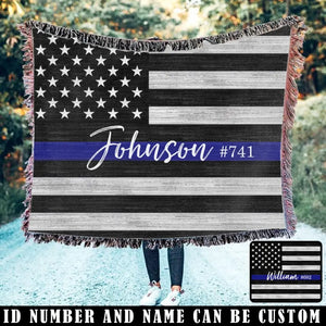 Personalized US Police Custom Name & ID Woven Blanket Printed QTVQ2474