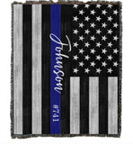 Personalized US Police Custom Name & ID Woven Blanket Printed QTVQ2474