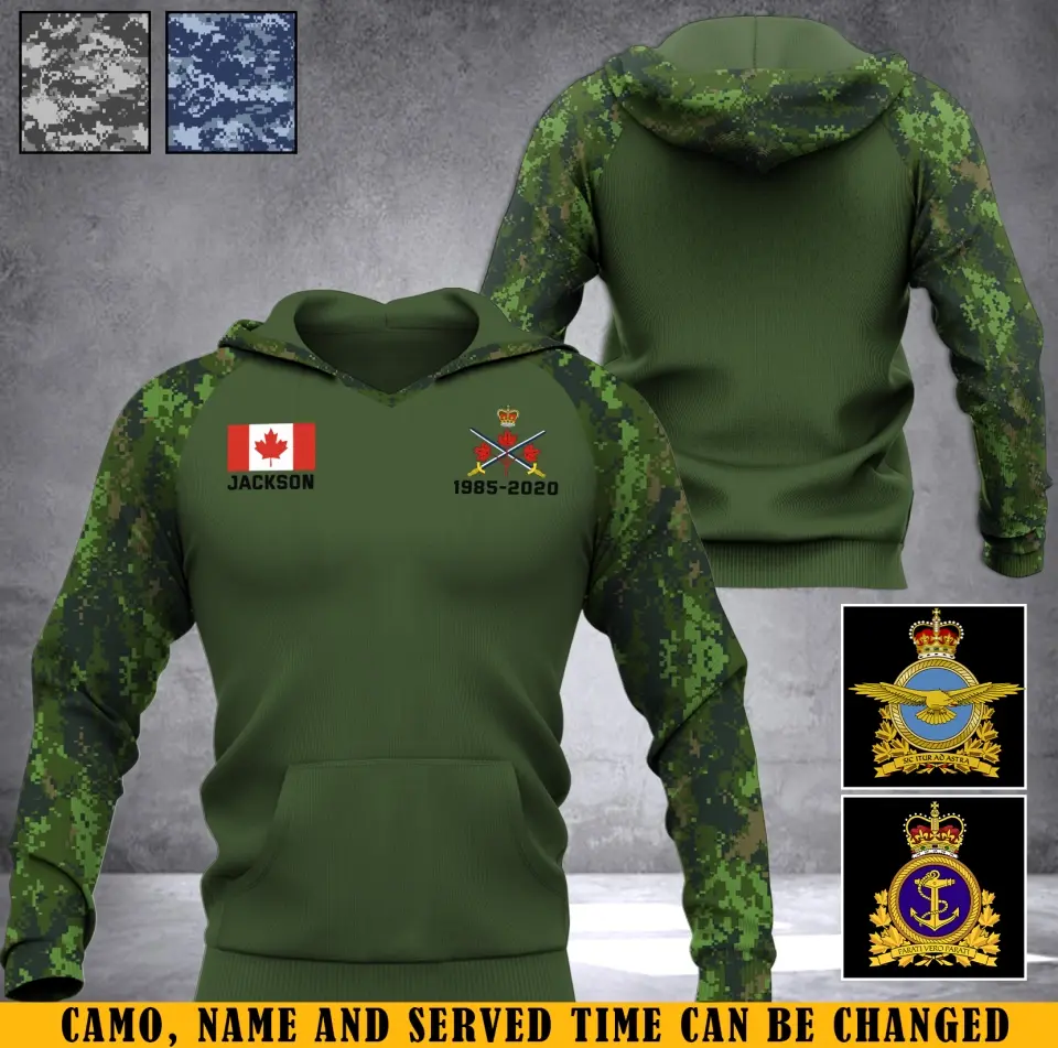 Personalized Canadian Veteran Custom Name Hoodie 3D Printed KVH2482