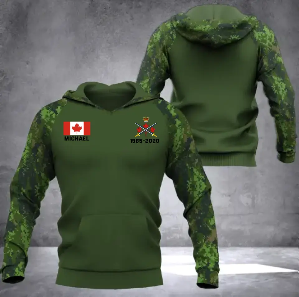 Personalized Canadian Veteran Custom Name Hoodie 3D Printed KVH2482