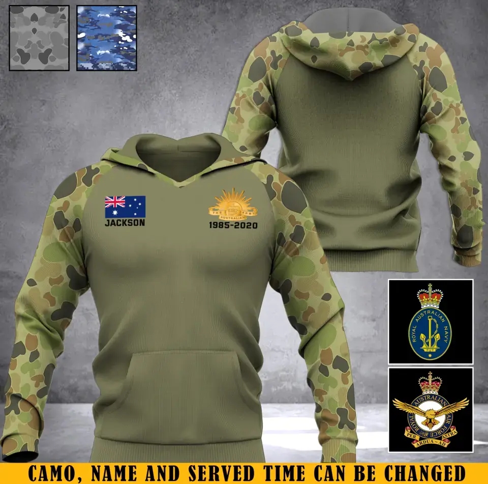 Personalized Australian Veteran Custom Name Hoodie 3D Printed KVH2482