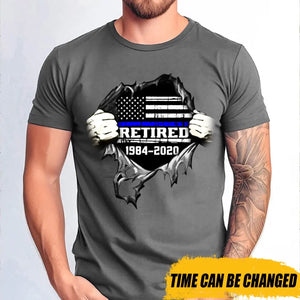 Personalized Retired US Police Blueline T-shirt Print LAHLVA2486