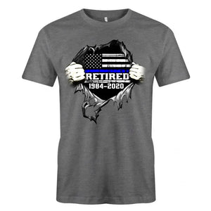 Personalized Retired US Police Blueline T-shirt Print LAHLVA2486