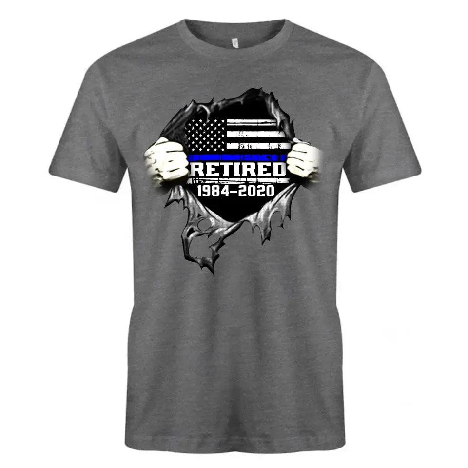 Personalized Retired US Police Blueline T-shirt Print LAHLVA2486