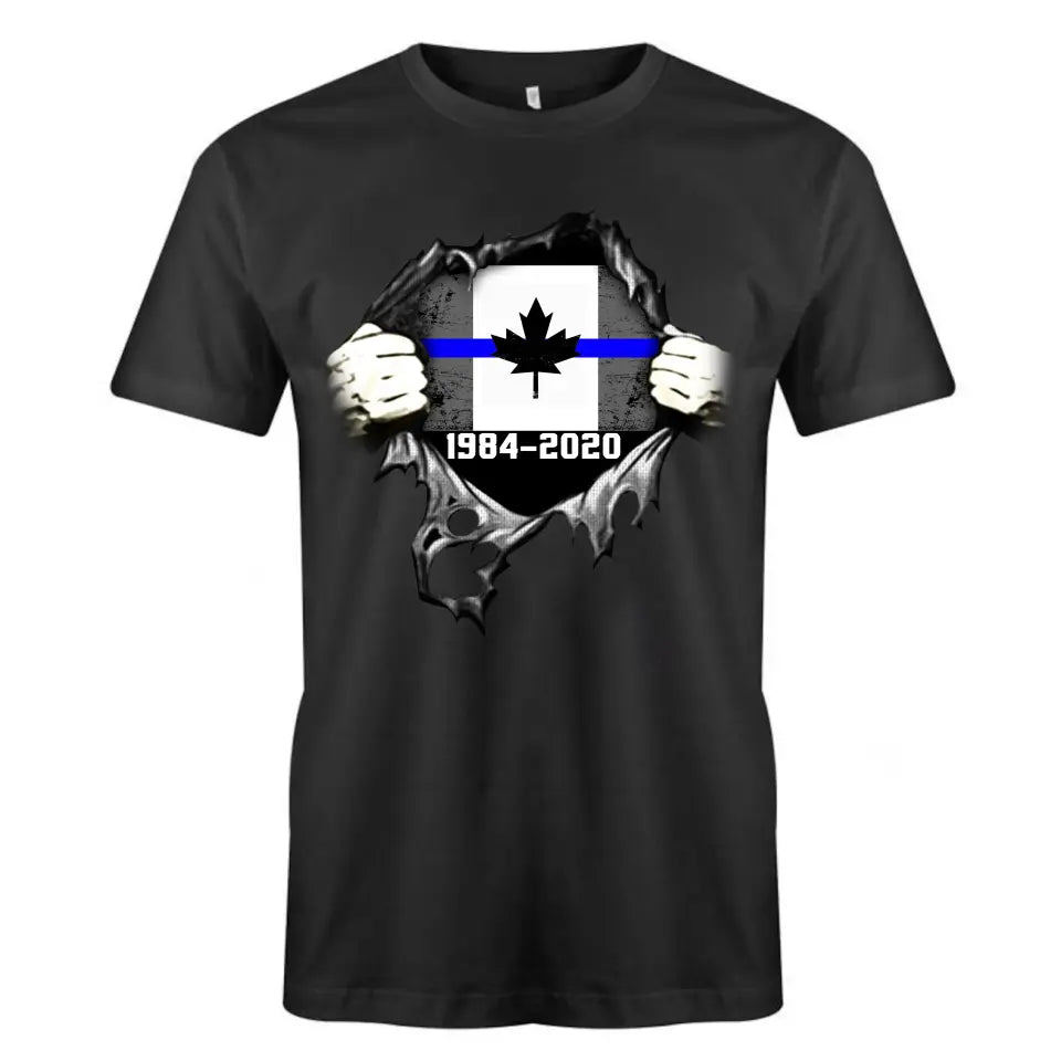 Personalized Retired Canadian Police Blueline T-shirt Print LAHLVA2486