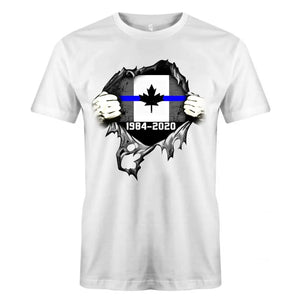 Personalized Retired Canadian Police Blueline T-shirt Print LAHLVA2486