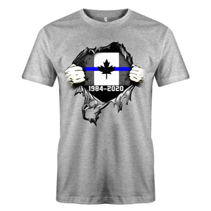 Personalized Retired Canadian Police Blueline T-shirt Print LAHLVA2486
