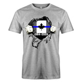 Personalized Retired Canadian Police Blueline T-shirt Print LAHLVA2486