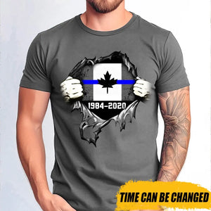Personalized Retired Canadian Police Blueline T-shirt Print LAHLVA2486