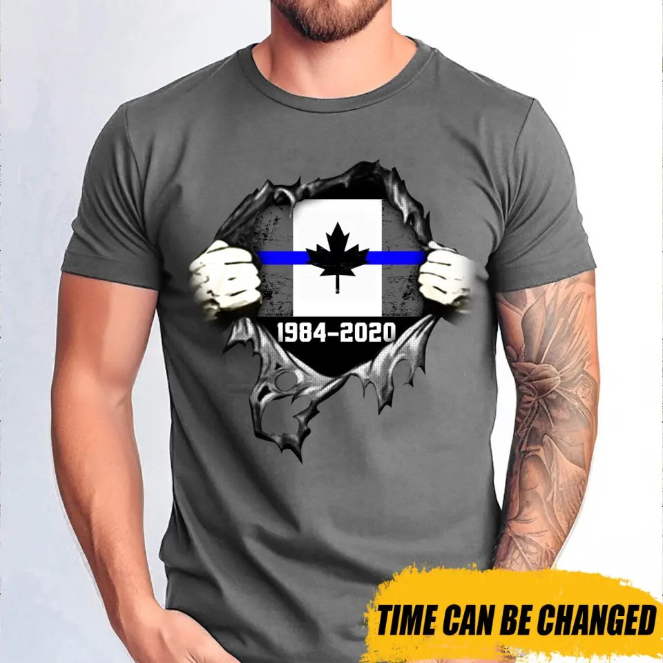 Personalized Retired Canadian Police Blueline T-shirt Print LAHLVA2486