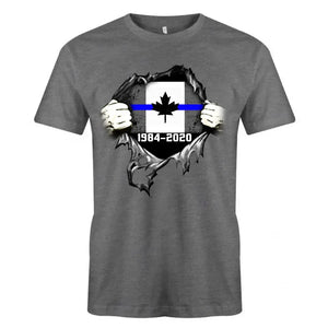 Personalized Retired Canadian Police Blueline T-shirt Print LAHLVA2486