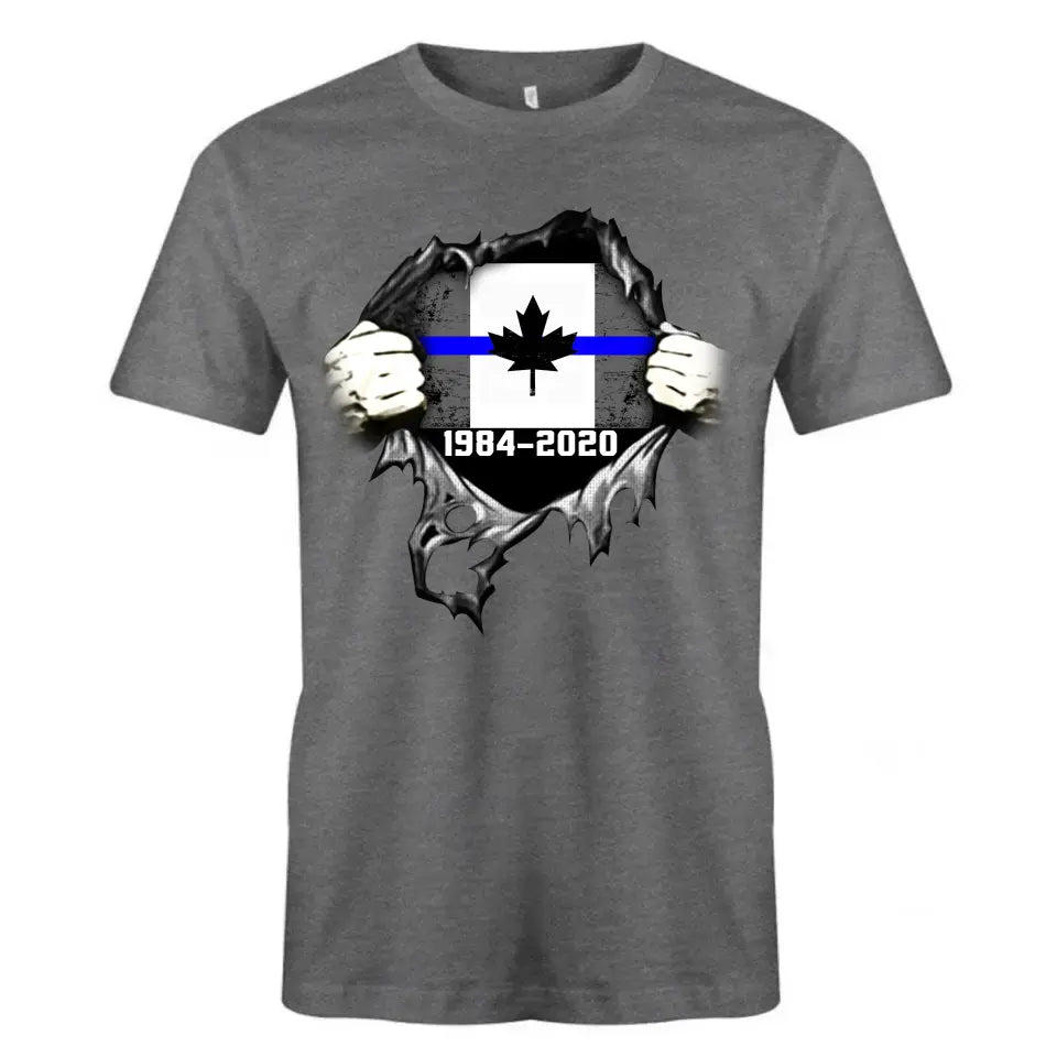 Personalized Retired Canadian Police Blueline T-shirt Print LAHLVA2486