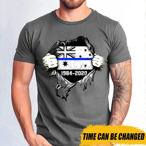 Personalized Retired Australian Police Blueline T-shirt Print LAHLVA2486