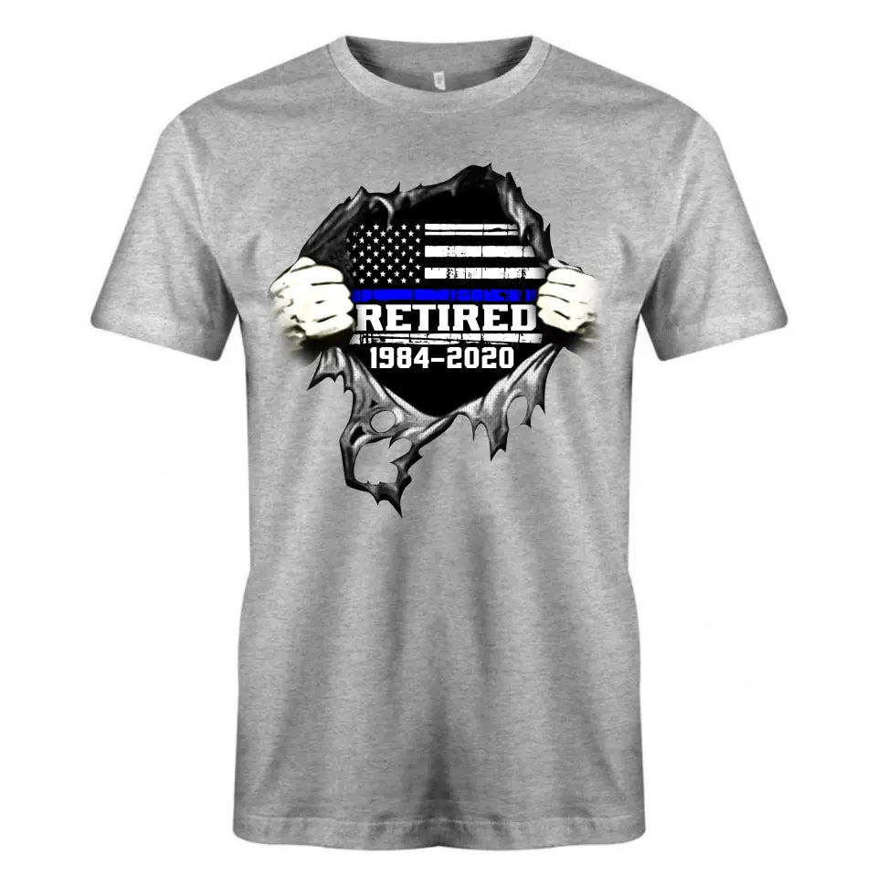 Personalized Retired US Police Blueline T-shirt Print LAHLVA2486